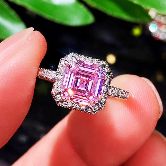 Wholesale Women's Copper Geometric Zircon Microinlaid Square Ring And Bracelet