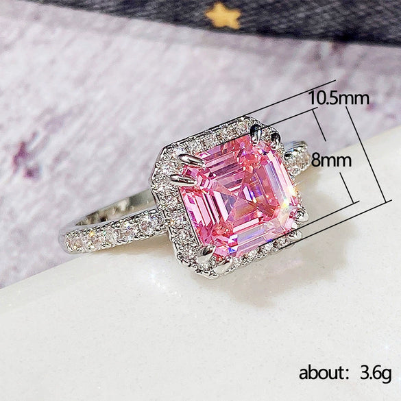 Wholesale Women's Copper Geometric Zircon Microinlaid Square Ring And Bracelet