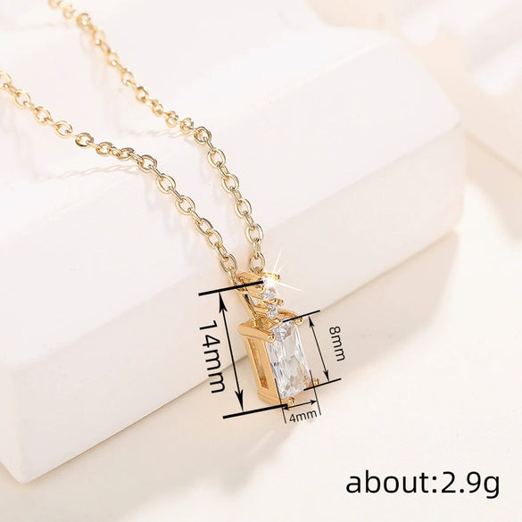 Wholesale Women's Copper Geometric Zircon Necklace With O Word Chain