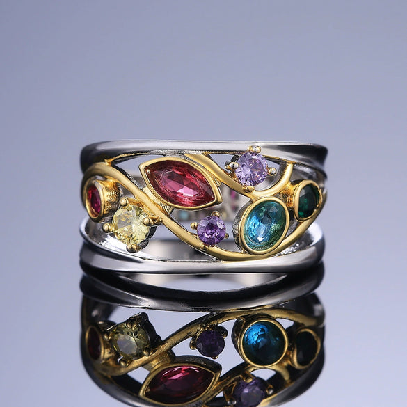 Wholesale Women's Copper Geometric Zircon Ring For Summer