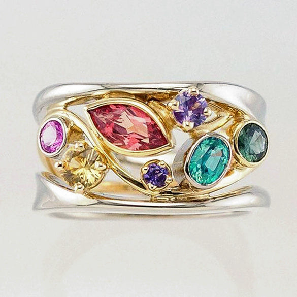 Wholesale Women's Copper Geometric Zircon Ring For Summer