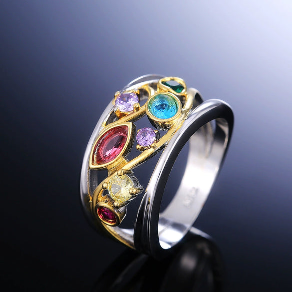 Wholesale Women's Copper Geometric Zircon Ring For Summer