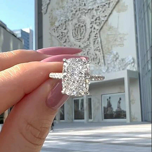 Wholesale Women's Copper Geometric Zircon Ring Light Luxury Simple Style Rectline Thin Circle Exaggerated Super Flash