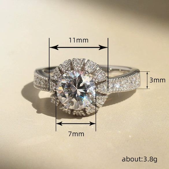 Wholesale Women's Copper Geometric Zircon Sunflower Snow Flower Fashion Finger Ring