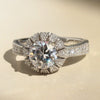 Wholesale Women's Copper Geometric Zircon Sunflower Snow Flower Fashion Finger Ring
