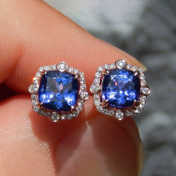 Wholesale Women's Copper Geometric Zirconia Earrings Romantic Exquisite Lady Jewelry