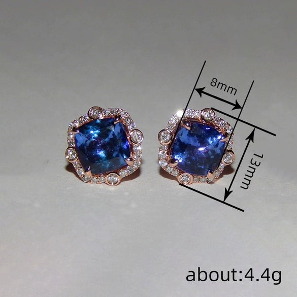 Wholesale Women's Copper Geometric Zirconia Earrings Romantic Exquisite Lady Jewelry