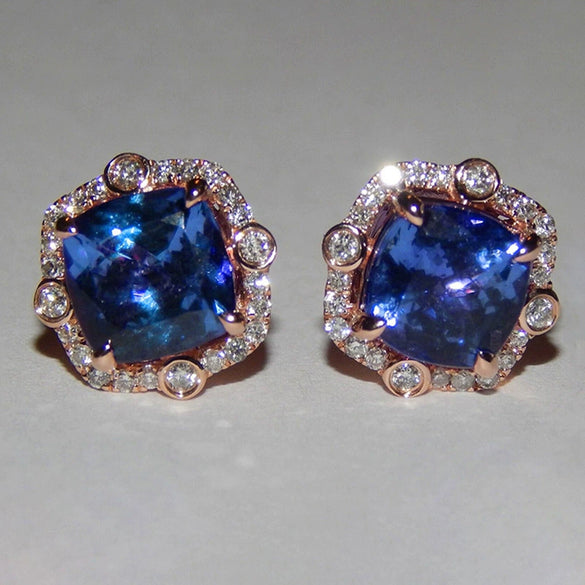 Wholesale Women's Copper Geometric Zirconia Earrings Romantic Exquisite Lady Jewelry