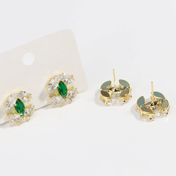 Wholesale Women's Copper Geometric Zirconia Earrings Simple Light Luxury Trendy Design