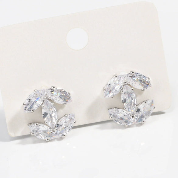 Wholesale Women's Copper Geometric Zirconia Earrings Simple Light Luxury Trendy Design