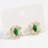Wholesale Women's Copper Geometric Zirconia Earrings Simple Light Luxury Trendy Design
