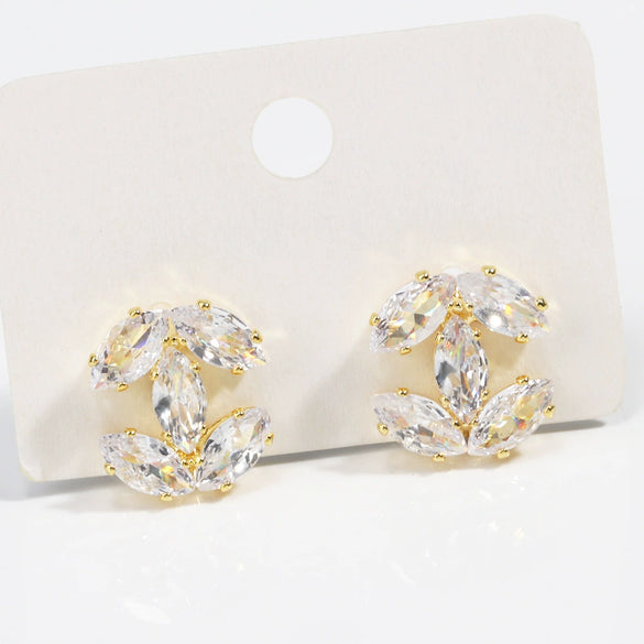 Wholesale Women's Copper Geometric Zirconia Earrings Simple Light Luxury Trendy Design