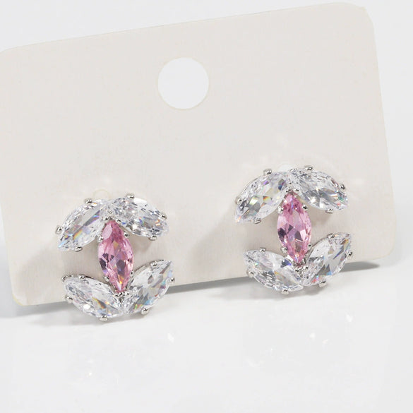 Wholesale Women's Copper Geometric Zirconia Earrings Simple Light Luxury Trendy Design