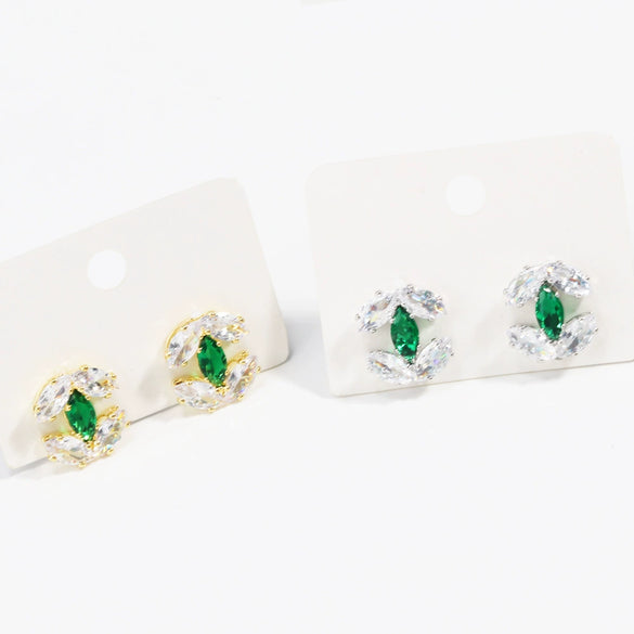 Wholesale Women's Copper Geometric Zirconia Earrings Simple Light Luxury Trendy Design