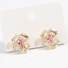 Wholesale Women's Copper Geometric Zirconia Earrings Simple Light Luxury Trendy Design