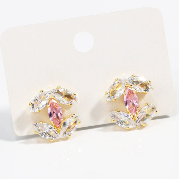 Wholesale Women's Copper Geometric Zirconia Earrings Simple Light Luxury Trendy Design