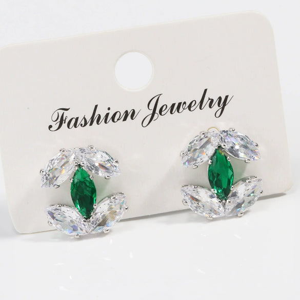 Wholesale Women's Copper Geometric Zirconia Earrings Simple Light Luxury Trendy Design