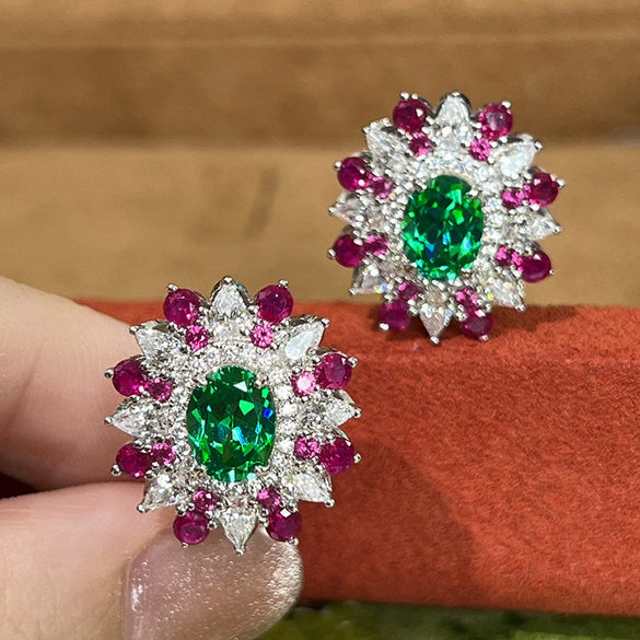 Wholesale Women's Copper Geometric Zirconia Earrings