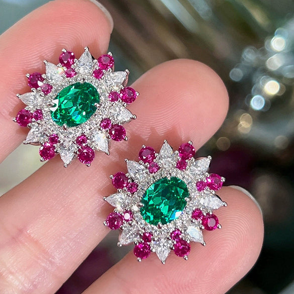 Wholesale Women's Copper Geometric Zirconia Earrings