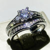 Wholesale Women's Copper Geometric Zirconia Fourprong Inlaid Highend Wedding Proposal Ring Jewelry