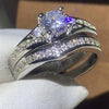 Wholesale Women's Copper Geometric Zirconia Fourprong Inlaid Highend Wedding Proposal Ring Jewelry