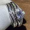 Wholesale Women's Copper Geometric Zirconia Fourprong Inlaid Highend Wedding Proposal Ring Jewelry