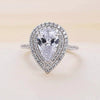 Wholesale Women's Copper Geometric Zirconia Inlaid Water Drop Design Ring Set Jewelry