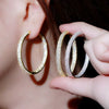 Wholesale Women's Copper Geometric Zirconia Shiny Exaggerated Earrings Jewelry