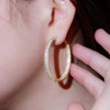 Wholesale Women's Copper Geometric Zirconia Shiny Exaggerated Earrings Jewelry