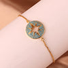 Wholesale Women's Copper Gold Plated Geometric Bracelet With Turtle Shell And Devil's Eye Mixed Color Zircon