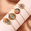 Wholesale Women's Copper Gold Plated Geometric Bracelet With Turtle Shell And Devil's Eye Mixed Color Zircon