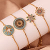 Wholesale Women's Copper Gold Plated Geometric Bracelet With Turtle Shell And Devil's Eye Mixed Color Zircon