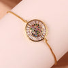 Wholesale Women's Copper Gold Plated Geometric Bracelet With Turtle Shell And Devil's Eye Mixed Color Zircon