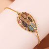 Wholesale Women's Copper Gold Plated Geometric Bracelet With Turtle Shell And Devil's Eye Mixed Color Zircon