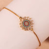 Wholesale Women's Copper Gold Plated Geometric Bracelet With Turtle Shell And Devil's Eye Mixed Color Zircon