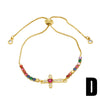 Wholesale Women's Copper Gold Plated Geometric Cross Bracelet With Zircon