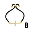 Wholesale Women's Copper Gold Plated Geometric Cross Bracelet With Zircon