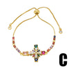 Wholesale Women's Copper Gold Plated Geometric Cross Bracelet With Zircon
