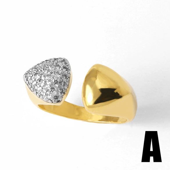 Wholesale Women's Copper Gold Plated Geometric Irregular Open Ring