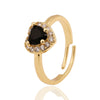 Wholesale Women's Copper Gold Plated Heart Shaped Ring With Crystal Design Simple Sweet Jewelry