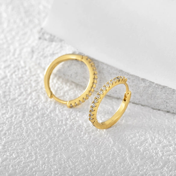 Wholesale Women's Copper Gold Plated Micro Inlaid Zircon Round Geometric Earrings Jewelry