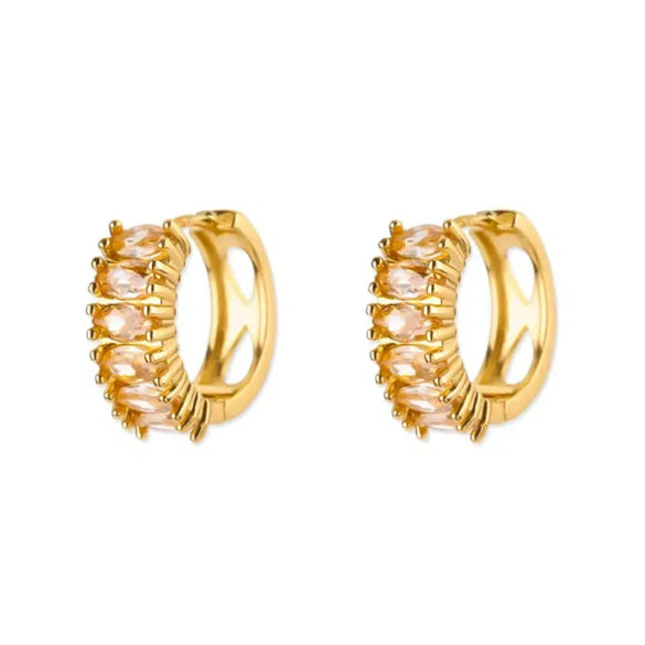 Wholesale Women's Copper Gold Plated Micropaved Colored Diamond Hoop Earrings