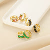 Wholesale Women's Copper Gold Plated Micropaved Colored Diamond Hoop Earrings