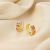 Wholesale Women's Copper Gold Plated Micropaved Colored Diamond Hoop Earrings