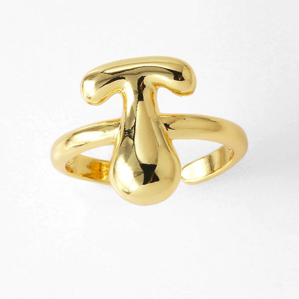 Wholesale Women's Copper Gold Plated Minimalist Letter Opening Ring