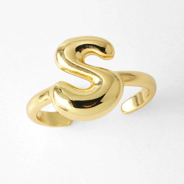 Wholesale Women's Copper Gold Plated Minimalist Letter Opening Ring