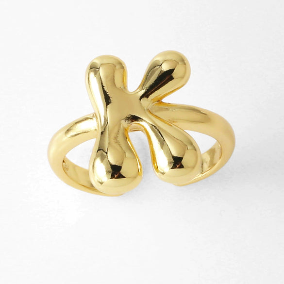 Wholesale Women's Copper Gold Plated Minimalist Letter Opening Ring