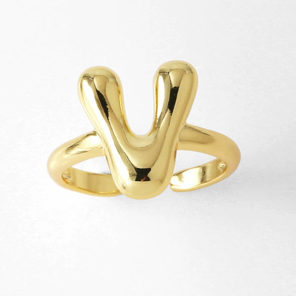Wholesale Women's Copper Gold Plated Minimalist Letter Opening Ring
