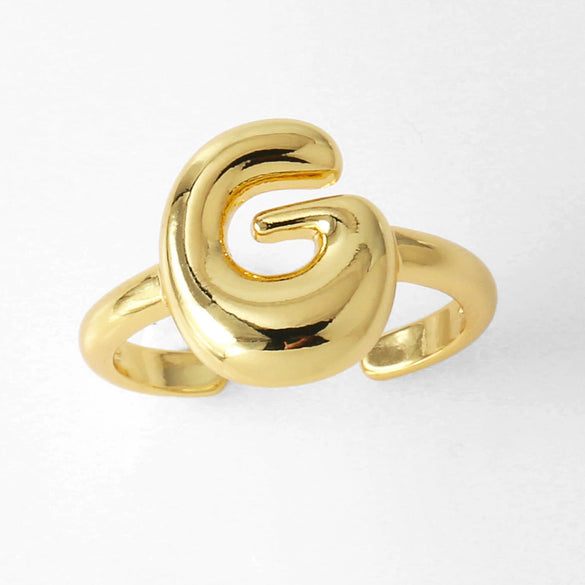 Wholesale Women's Copper Gold Plated Minimalist Letter Opening Ring