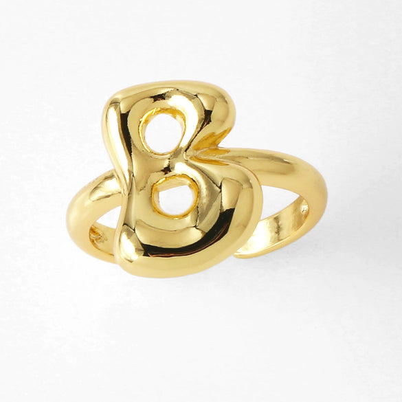 Wholesale Women's Copper Gold Plated Minimalist Letter Opening Ring